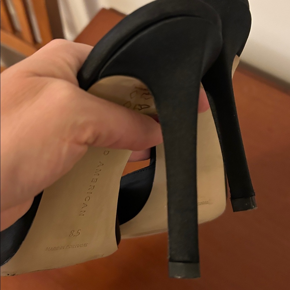 Good American Black Pointed Satin Mules with Crystal Buckle - Picture 8 of 10